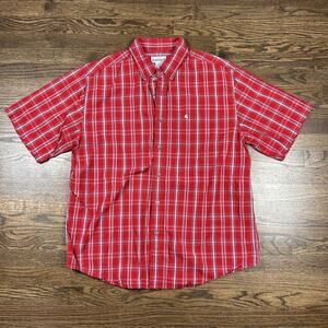 Carhartt Plaid Shirt Mens XL Red Button Front Short Sleeve Cotton Workwear